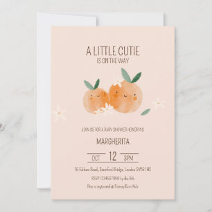 Little Cutie Oranje Citrus Botanische Baby shower Kaart