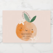 Little Cutie Oranje Citrus Botanische Baby shower Likeurfles Etiket (Enkel label)