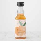 Little Cutie Oranje Citrus Botanische Baby shower Likeurfles Etiket (Voorkant)