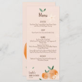 Little Cutie Oranje Citrus Botanische Baby shower Menu (Voorkant / Achterkant)