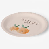 Little Cutie Oranje Citrus Botanische Baby shower Papieren Bordje (Gekanteld)