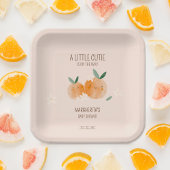 Little Cutie Oranje Citrus Botanische Baby shower Papieren Bordje