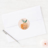 Little Cutie Oranje Citrus Botanische Baby shower Ronde Sticker (Envelop)