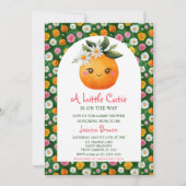 Little Cutie Oranje Citrus & Daisies Baby shower Kaart (Voorkant)