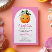 Little Cutie Oranje Citrus Pastel Roze Baby shower Kaart