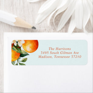 Little Cutie Oranje Clementine Baby shower Address Etiket