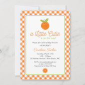 Little Cutie Oranje Clementine Gingham Baby shower Kaart (Voorkant)