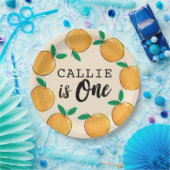 Little Cutie Oranje Custom First Birthday Papieren Bordje (Feest)