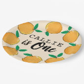 Little Cutie Oranje Custom First Birthday Papieren Bordje (Gekanteld)