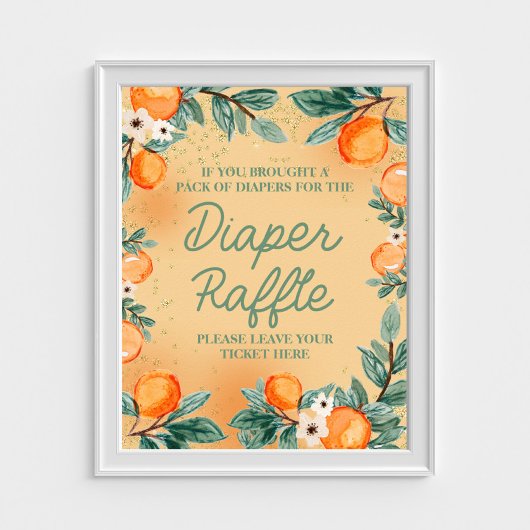 Little Cutie Oranje Diaper Raffle Poster