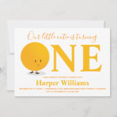 Little Cutie Oranje First Birthday Invitation Kaart (Voorkant)