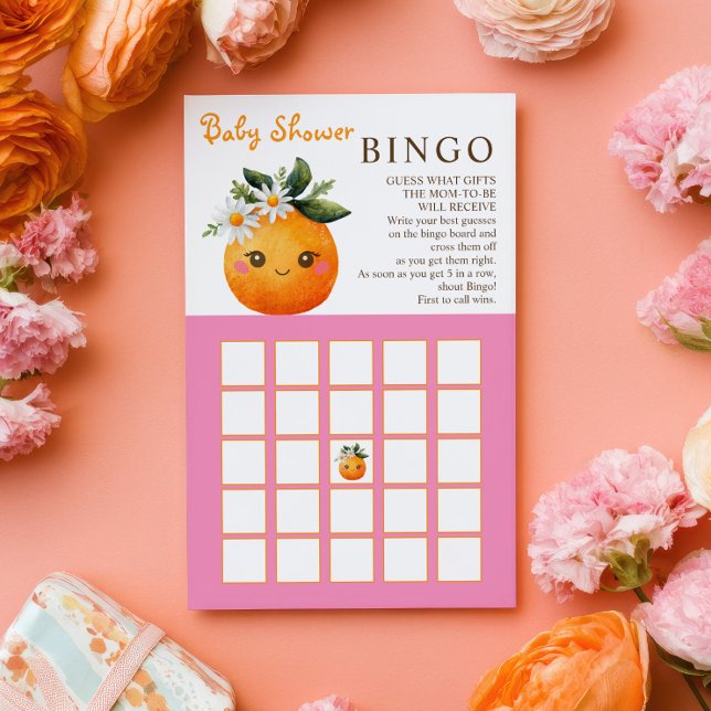Little Cutie Oranje Fruit Baby shower BINGO Game (Creator heeft geüpload)