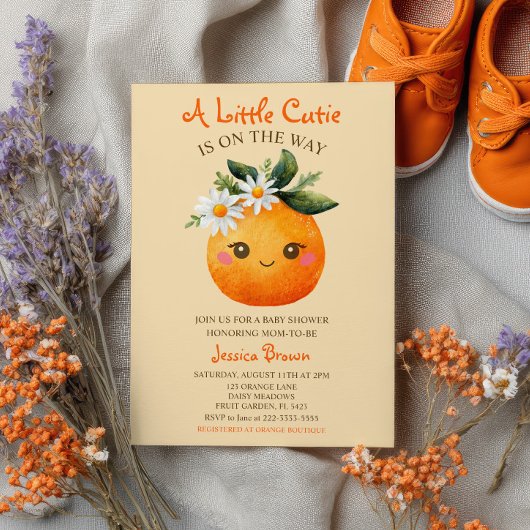 Little Cutie Oranje Fruit Waterverf Baby shower Kaart