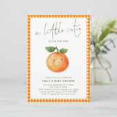 Little Cutie Oranje Gingham Girl Baby shower Kaart (Staand voorkant)