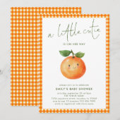 Little Cutie Oranje Gingham Girl Baby shower Kaart (Voorkant / Achterkant)