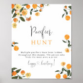 Little Cutie Oranje Pacifier Hunt Baby shower Game Poster (Voorkant)