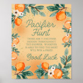 Little Cutie Oranje Pacifier Hunt Baby shower Game Poster (Voorkant)