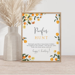 Little Cutie Oranje Pacifier Hunt Baby shower Game Poster