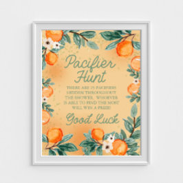 Little Cutie Oranje Pacifier Hunt Baby shower Game Poster