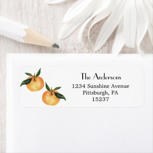 Little Cutie Oranje Return Address Etiket (Insitu)