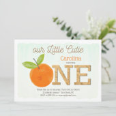 Little Cutie Oranje Rustic 1st Birthday Girl Kaart (Staand voorkant)