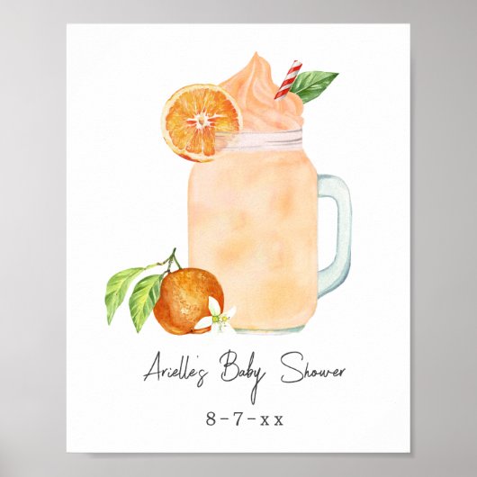 Little Cutie Oranje Smoothie Baby shower Welkom Poster (Voorkant)
