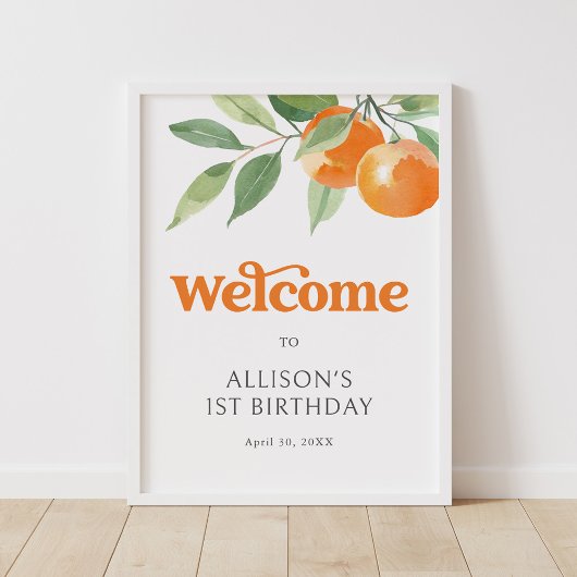 Little Cutie Oranje verjaardagsfeest welkomstbord Poster
