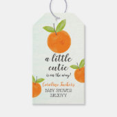 Little Cutie Oranje Waterverf Baby shower Favor Cadeaulabel (Voorkant)