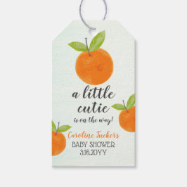 Little Cutie Oranje Waterverf Baby shower Favor Cadeaulabel
