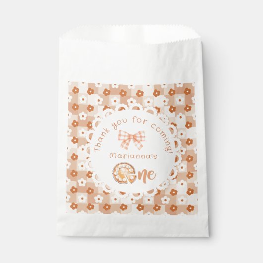 Little cutie Pie 1e verjaardag gingham Dank je wel Bedankzakje (Voorkant)