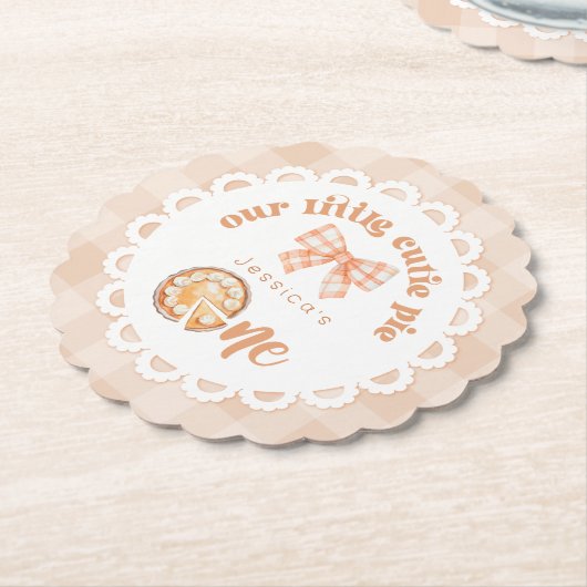 Little cutie Pie 1e verjaardag gingham Kartonnen Onderzetters (Gekanteld)