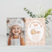 Little Cutie Pie 1st Birthday gingham foto Kaart (Staand voorkant)
