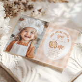 Little Cutie Pie 1st Birthday gingham foto Kaart