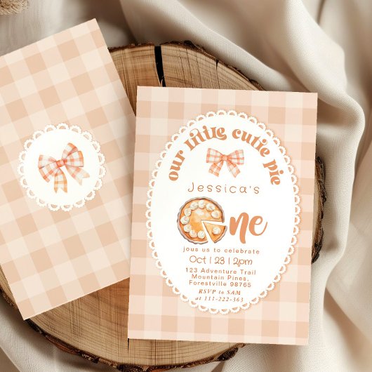 Little Cutie Pie 1st Birthday Gingham Kaart