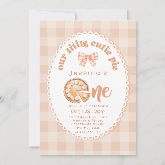 Little Cutie Pie 1st Birthday Gingham Kaart (Voorkant)