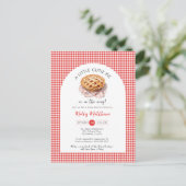Little Cutie Pie Apple Gingham Baby shower Briefkaart (Staand voorkant)