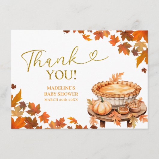 Little Cutie Pie Autumn Leaves Baby shower Informatiekaartje (Voorkant)