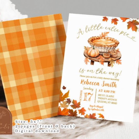 Little Cutie Pie Autumn Leaves Baby shower Kaart