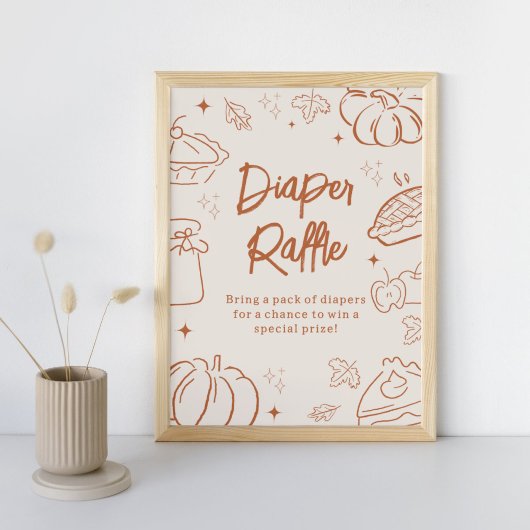 Little Cutie Pie Baby Shower Diaper Raffle Sign Poster