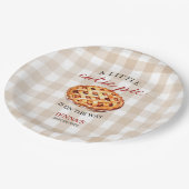 Little Cutie Pie Baby shower Gingham Herfst Papieren Bordje (Gekanteld)