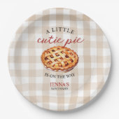 Little Cutie Pie Baby shower Gingham Herfst Papieren Bordje (Voorkant)