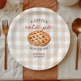 Little Cutie Pie Baby shower Gingham Herfst Papieren Bordje