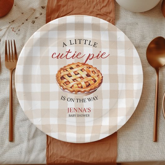 Little Cutie Pie Baby shower Gingham Herfst Papieren Bordje