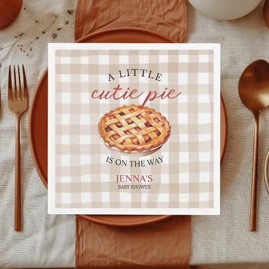 Little Cutie Pie Baby shower Gingham Herfst Servet
