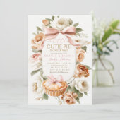 Little Cutie Pie Baby shower Invitation Floral Kaart (Staand voorkant)