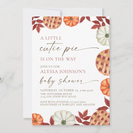 Little Cutie Pie Baby shower Invitation Kaart (Voorkant)