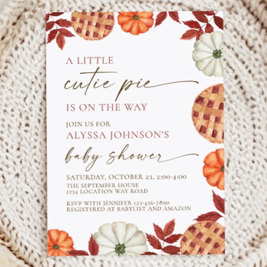 Little Cutie Pie Baby shower Invitation Kaart