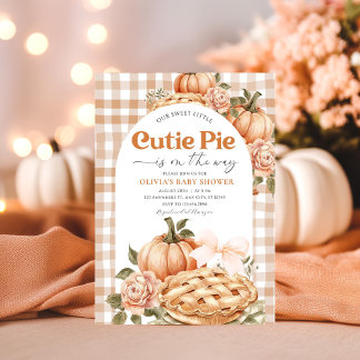 Little Cutie Pie Baby shower Invitation Rustic Kaart