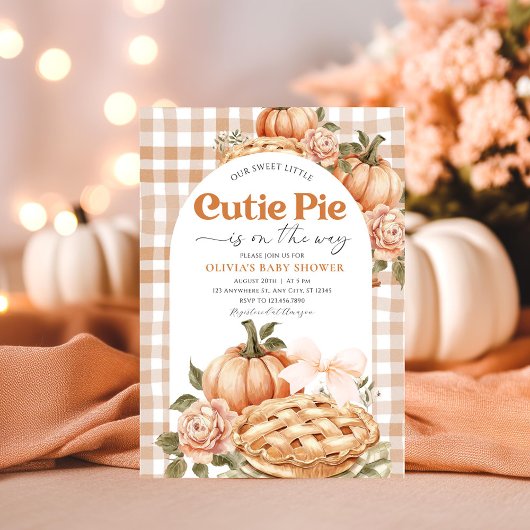 Little Cutie Pie Baby shower Invitation Rustic Kaart