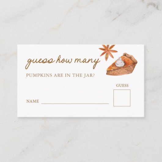 Little Cutie Pie Baby Shower Raad Hoeveelheid Spel Informatiekaartje (Voorkant)